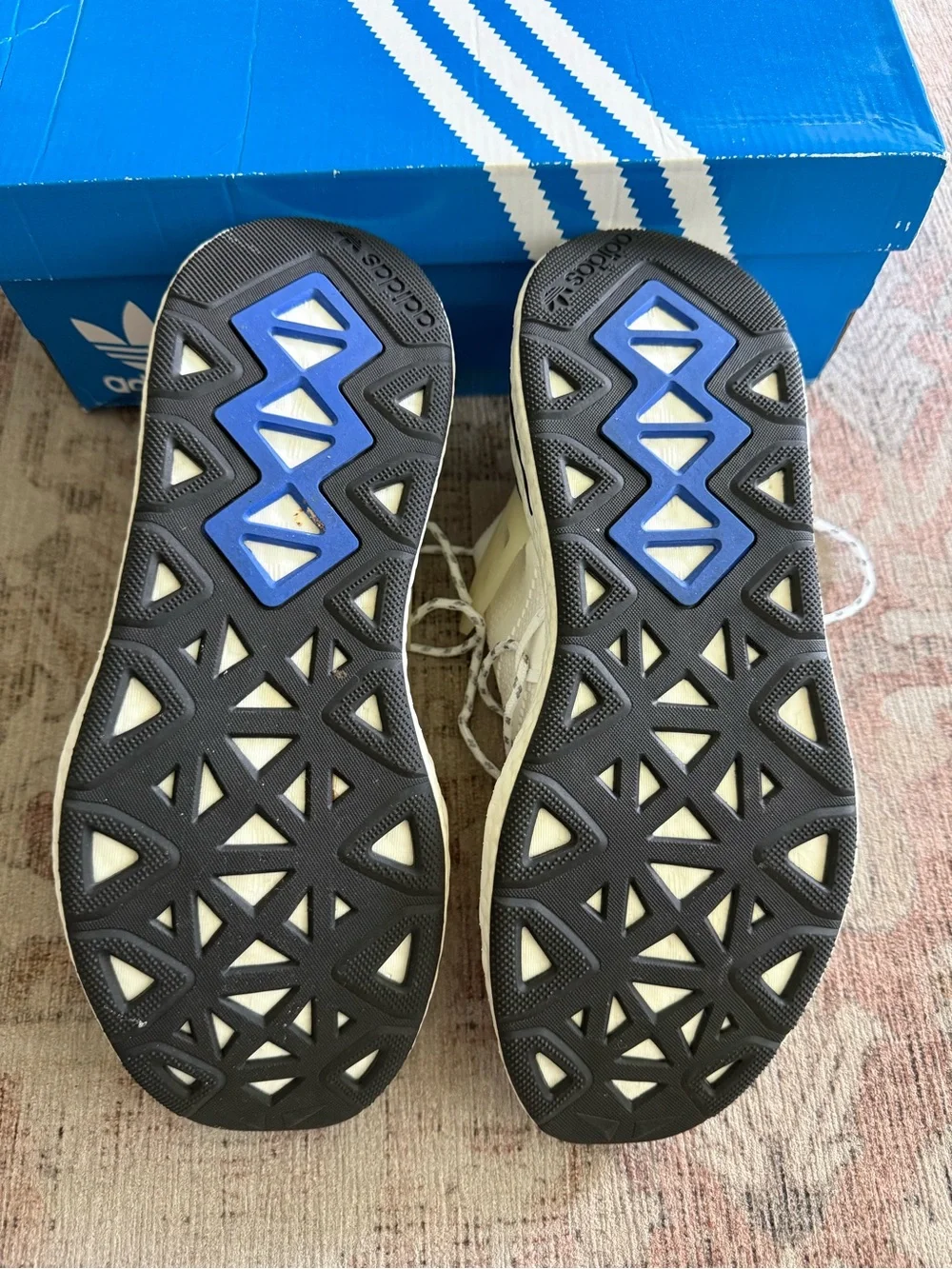 adidas Women’s White Cream & Blue Lace-Up Sneakers